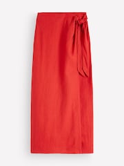 Boden Red Dimitra Linen Column Skirt - Image 5 of 5