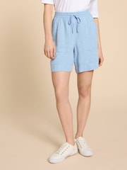 White Stuff Blue Elle Linen Blend Shorts - Image 1 of 7