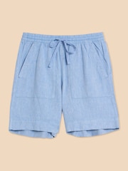White Stuff Blue Elle Linen Blend Shorts - Image 5 of 7