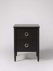Swoon Black Reyna Mango Wood 2 Drawer Bedside Table - Image 1 of 5