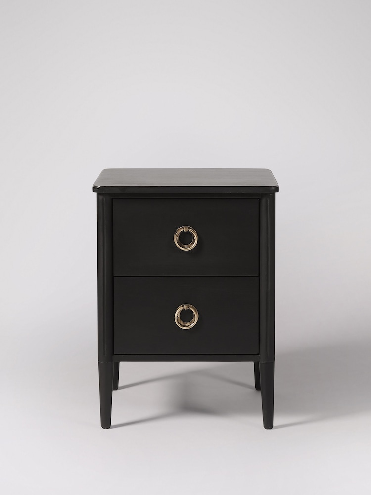 Swoon Black Reyna Mango Wood 2 Drawer Bedside Table - Image 1 of 5