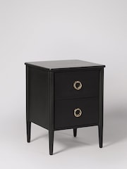 Swoon Black Reyna Mango Wood 2 Drawer Bedside Table - Image 2 of 5