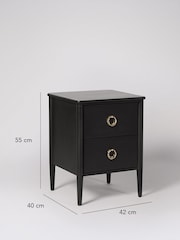 Swoon Black Reyna Mango Wood 2 Drawer Bedside Table - Image 3 of 5
