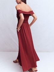 Boden Brown Ruched Bardot Jersey Dress - Image 2 of 5