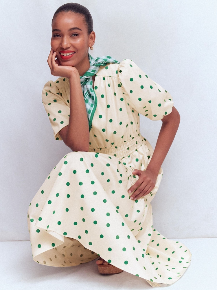 Boden Cream Irene Puff Sleeve Dress - Image 1 of 4