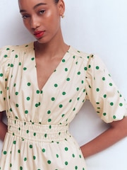 Boden Cream Irene Puff Sleeve Dress - Image 2 of 4