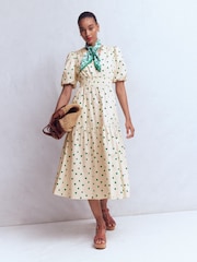 Boden Cream Irene Puff Sleeve Dress - Image 3 of 4
