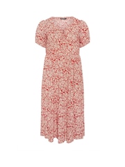 Evans Orange Ditsy Tie Neck Dress - Image 5 of 5