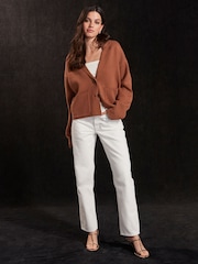 White 100% Cotton Column Mom Jeans - Image 1 of 7