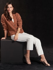 White 100% Cotton Column Mom Jeans - Image 2 of 7