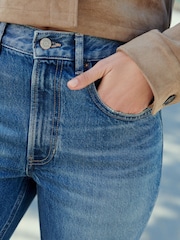 Dunkelblau - 100% Cotton Column Mom Jeans - Bild 3 von 6