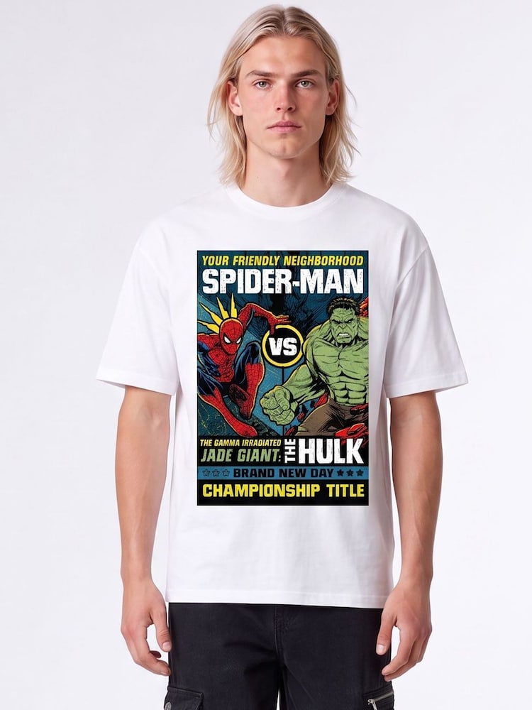 Brands In White Marvel Spider Man Brand New Day Hulk Cover T-Shirt - Image 1 of 4 Brands In White Marvel Spider Man Brand New Day Hulk Cover T-Shirt - Image 1 of 4