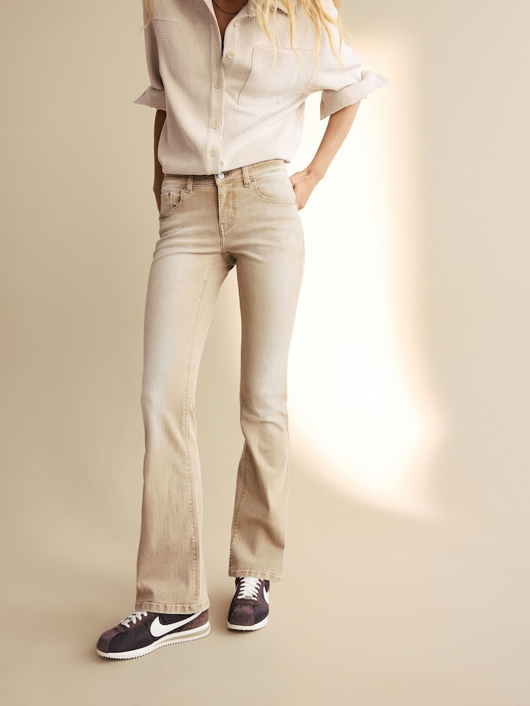 Beige Tinted Low Bootcut Jeans - Image 2 of 7 Beige Tinted Low Bootcut Jeans - Image 2 of 7