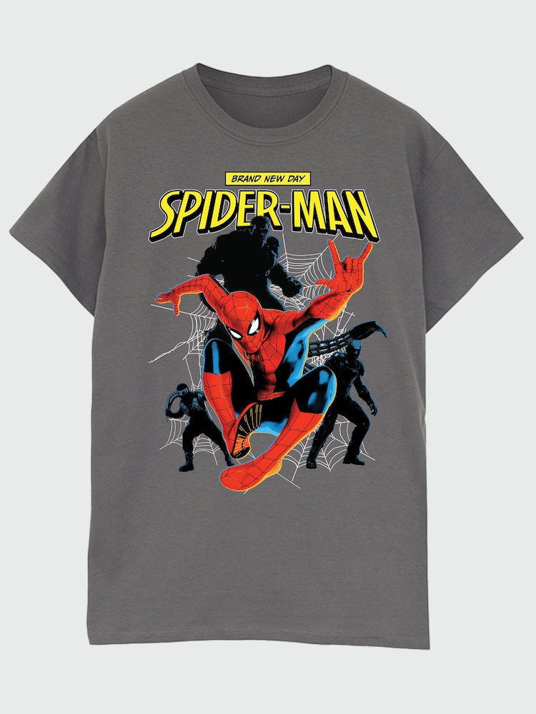 Brands In Grey Marvel Spider Man Brand New Day Jump T-Shirt - Image 2 of 4 Brands In Grey Marvel Spider Man Brand New Day Jump T-Shirt - Image 2 of 4