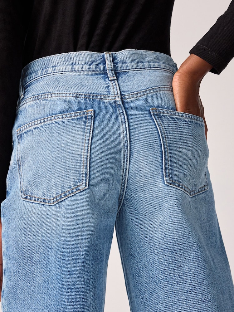 Bleu moyen - Jeans rigides à jambe large 100% coton - Image 4 of 9