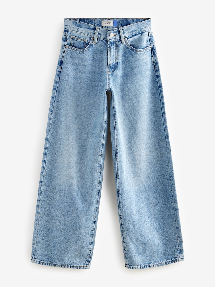 Bleu moyen - Jeans rigides à jambe large 100% coton - Image 7 of 9