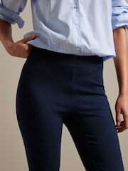 Dark Blue Denim Jersey Flare Leggings - Image 4 of 6