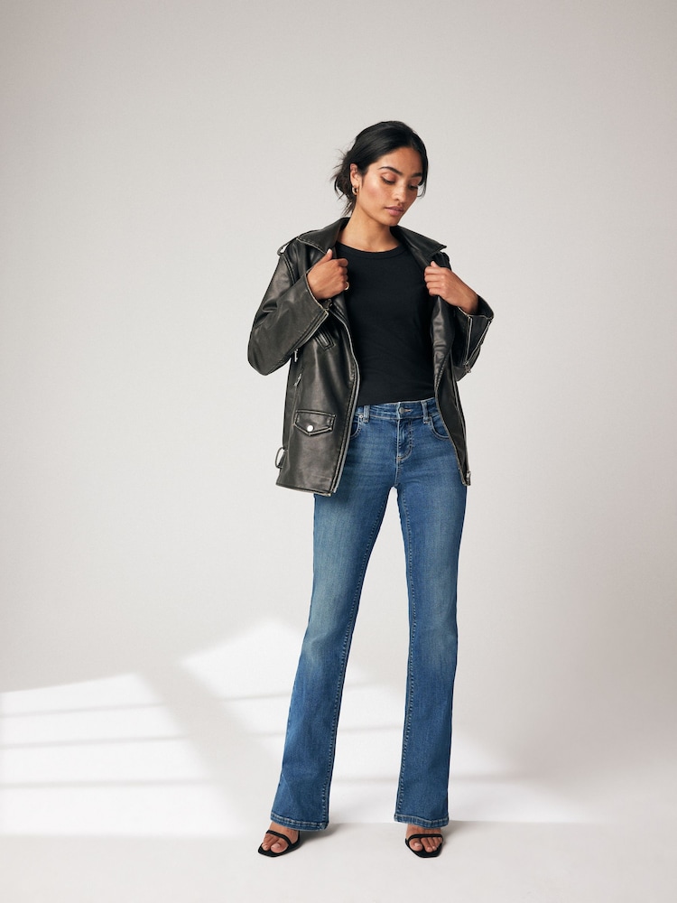 Dark Blue Low Bootcut Jeans - Image 1 of 8 Dark Blue Low Bootcut Jeans - Image 1 of 8