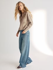 Green Tinted Rigid Wide Leg 100% Cotton Jeans - Image 2 of 5