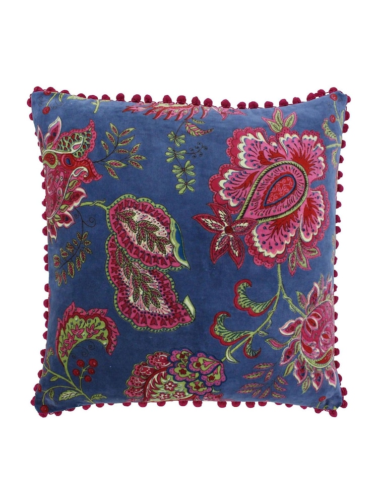 Riva Paoletti Smoke Blue Malisa Paisley Pattern Polyester Filled Cushion - Image 2 of 3