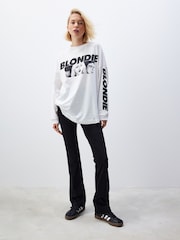 Black Denim Jersey Flare Leggings - Image 2 of 7