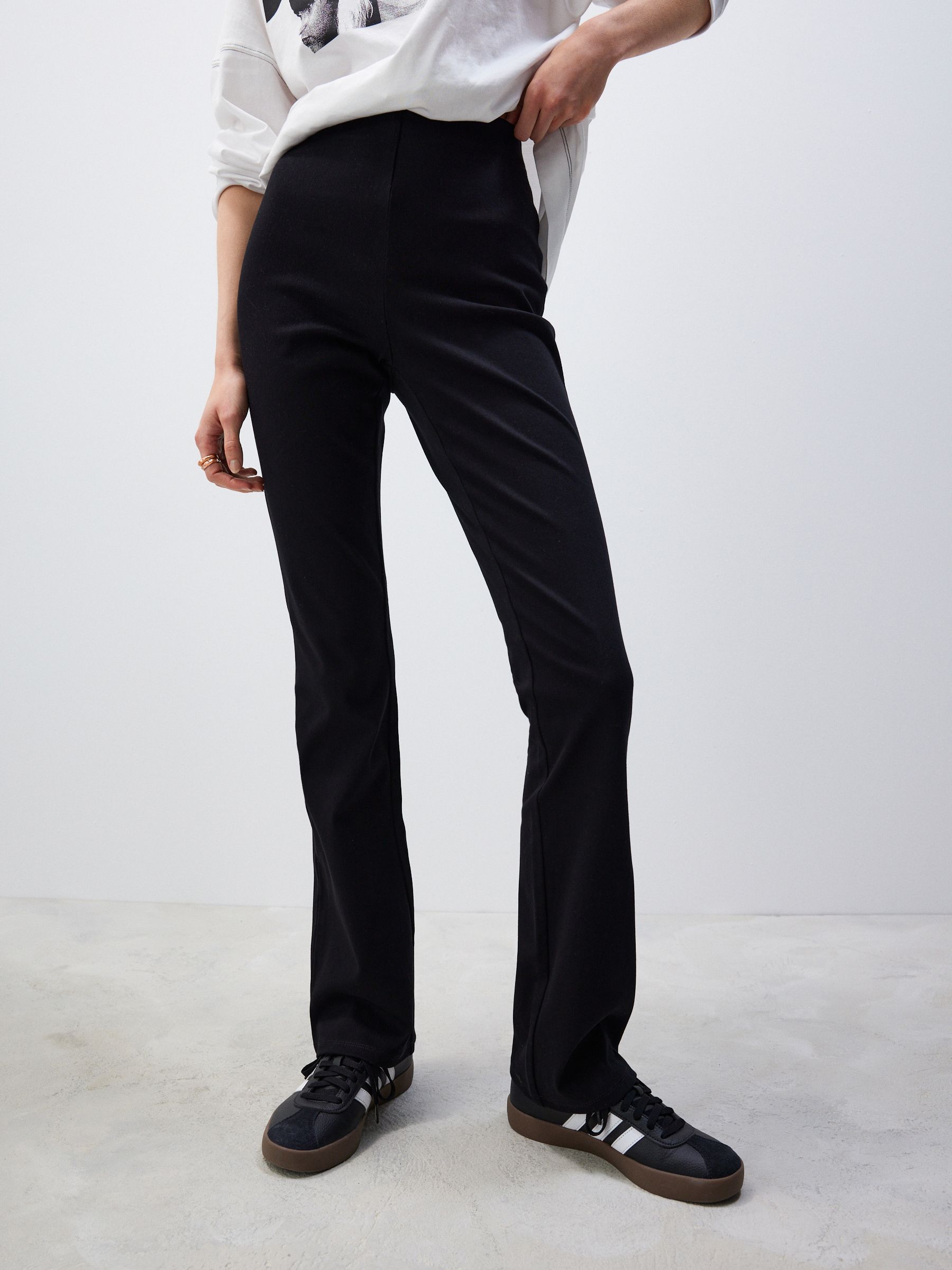 Buy Black Denim Jersey Flare Leggings from the Next UK online shop