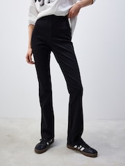 Black Denim Jersey Flare Leggings - Image 3 of 7