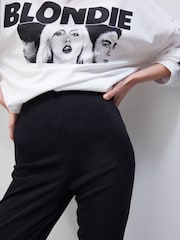Black Denim Jersey Flare Leggings - Image 5 of 7