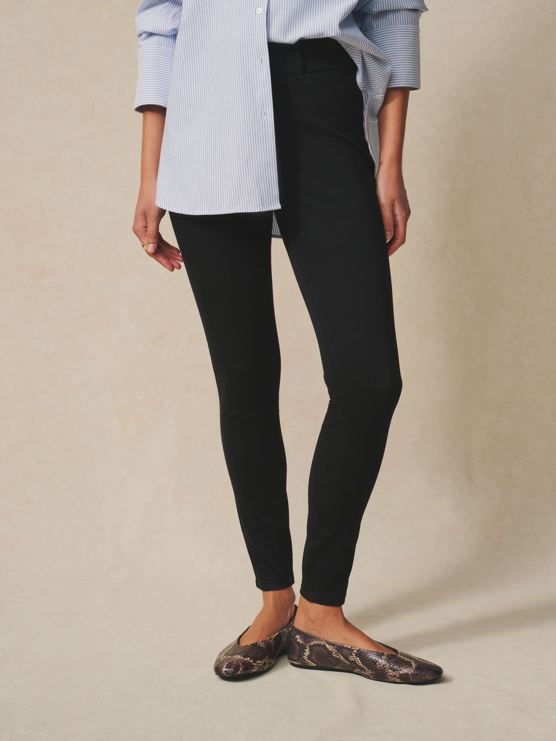 Half Jersey Half Denim Leggings main image 0