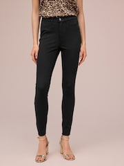 Black Fly Fasten Jersey Denim Leggings - Image 1 of 6