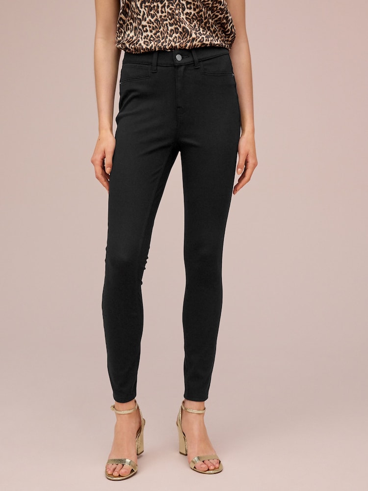 Black Fly Fasten Jersey Denim Leggings - Image 1 of 6