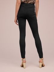 Black Fly Fasten Jersey Denim Leggings - Image 2 of 6