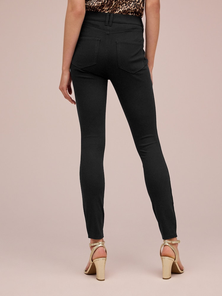 Black Fly Fasten Jersey Denim Leggings - Image 2 of 6