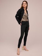 Black Fly Fasten Jersey Denim Leggings - Image 3 of 6