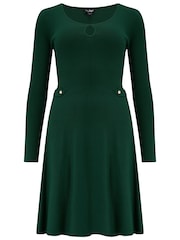 Pour Moi Green Helen Knit Skater Skirt Dress - Image 3 of 4