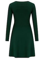 Pour Moi Green Helen Knit Skater Skirt Dress - Image 4 of 4