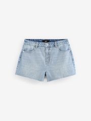 Mid Blue 100% Cotton Embellished Denim Shorts - Image 5 of 6