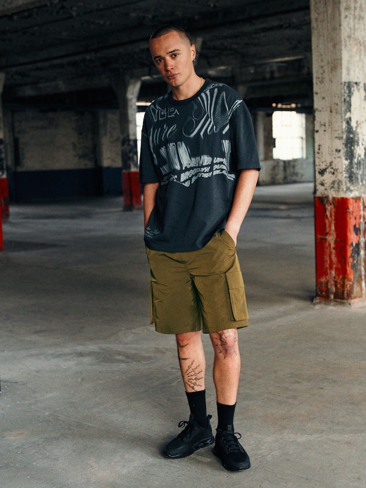 Fashion Cargo Khaki Green Utility Swim Shorts - Image 1 of 11
