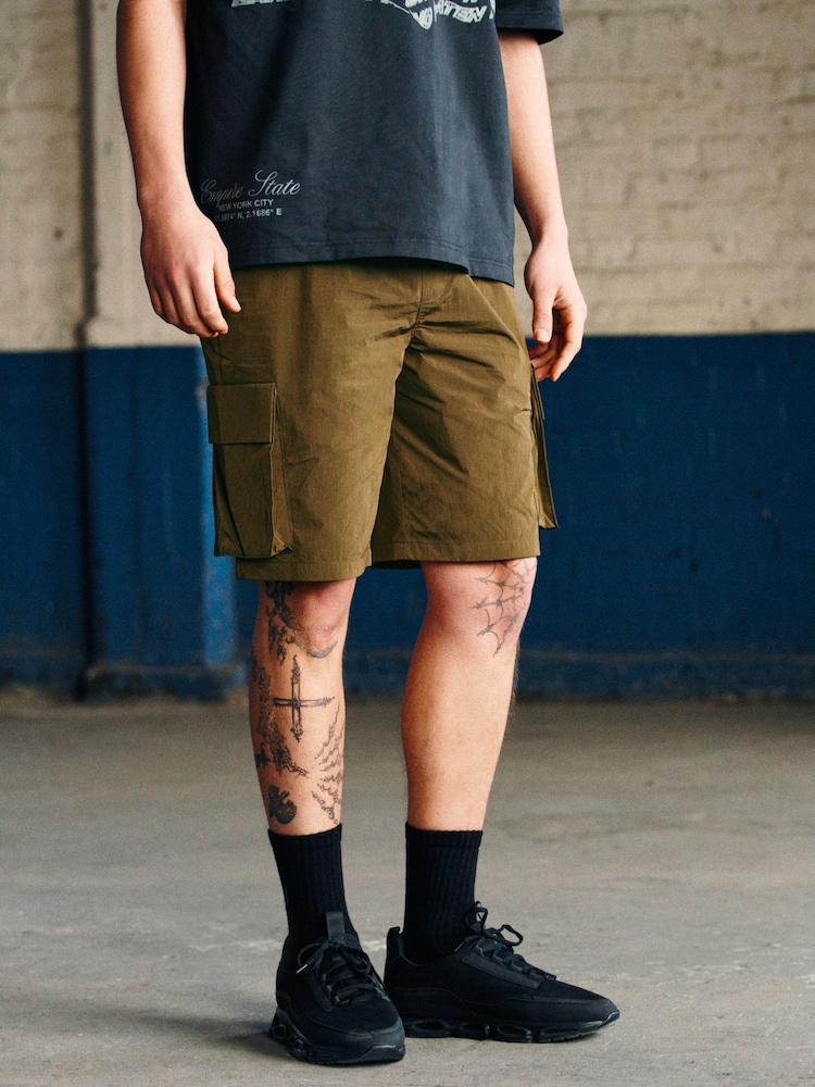 Fashion Cargo Khaki Green Utility Swim Shorts - Image 2 of 11