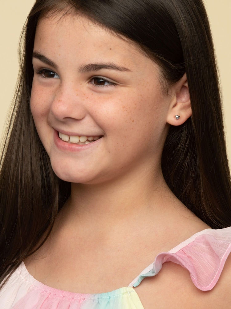 Beaverbrooks Children’s Mini B Silver Heart Earrings - Image 5 of 5