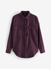 Rojo burdeos - Print Oversized Denim 100% Cotton Shirt - Imagen 4 de 5