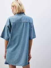 Green Tinted Short Sleeve Denim 100% Cotton Shirt - Image 3 of 6