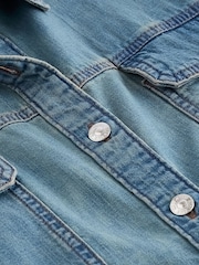 Green Tinted Short Sleeve Denim 100% Cotton Shirt - Image 6 of 6