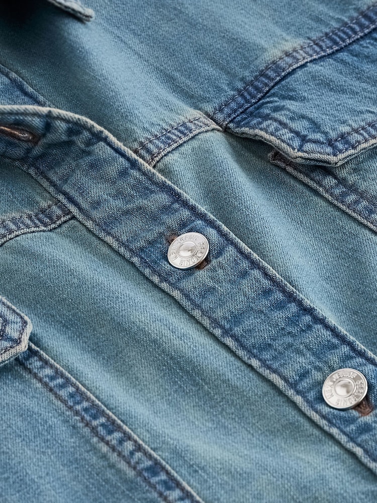 Green Tinted Short Sleeve Denim 100% Cotton Shirt - Image 6 of 6
