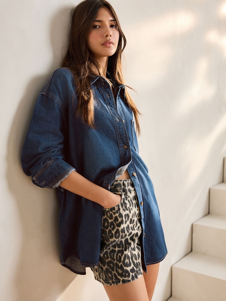 Mid Blue Relaxed Denim Shirt - Image 1 of 1