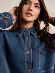 Mid Blue Relaxed Denim Shirt - Image 5 of 7