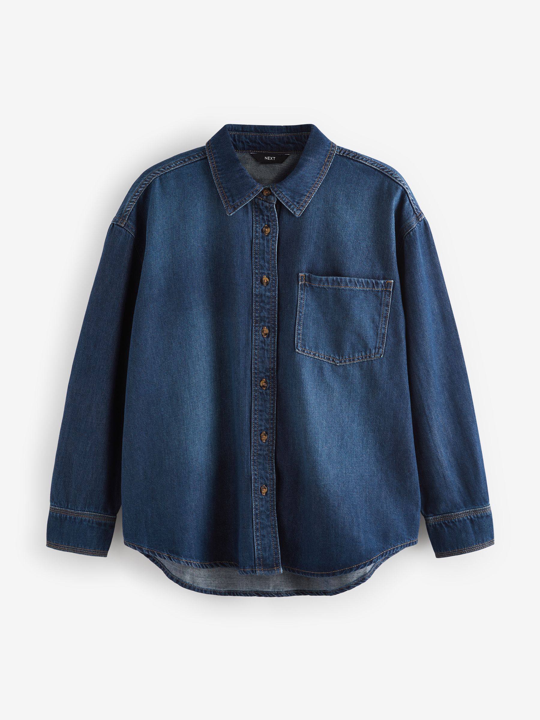 Buy Mid Blue Relaxed Denim Shirt from Next USA