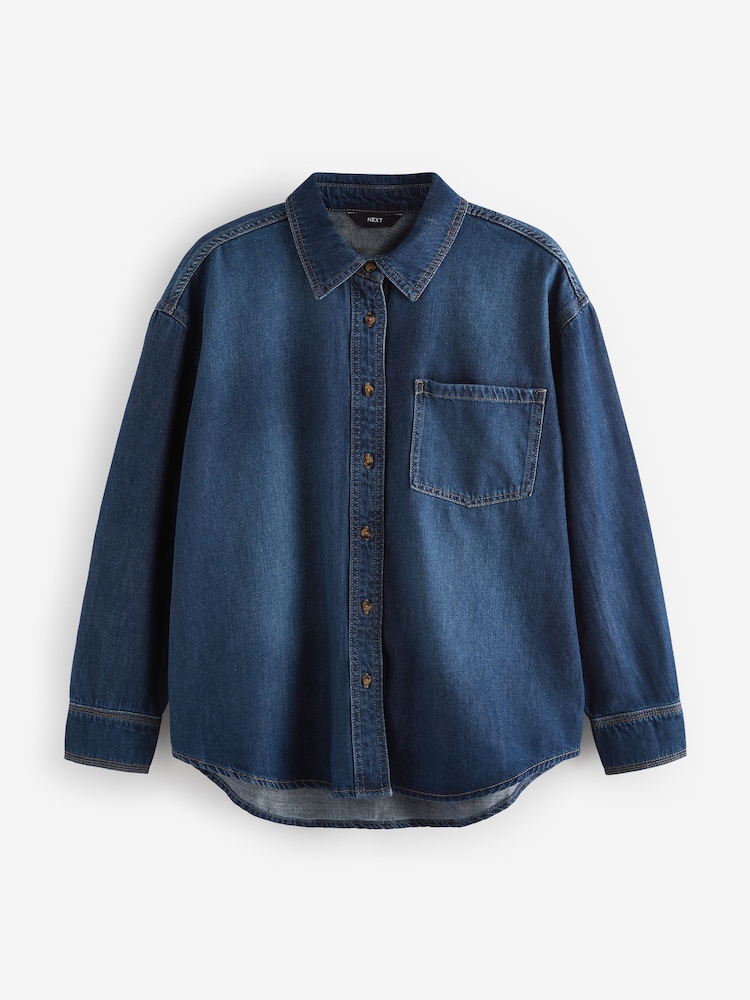 Mid Blue Relaxed Denim Shirt - Image 6 of 7