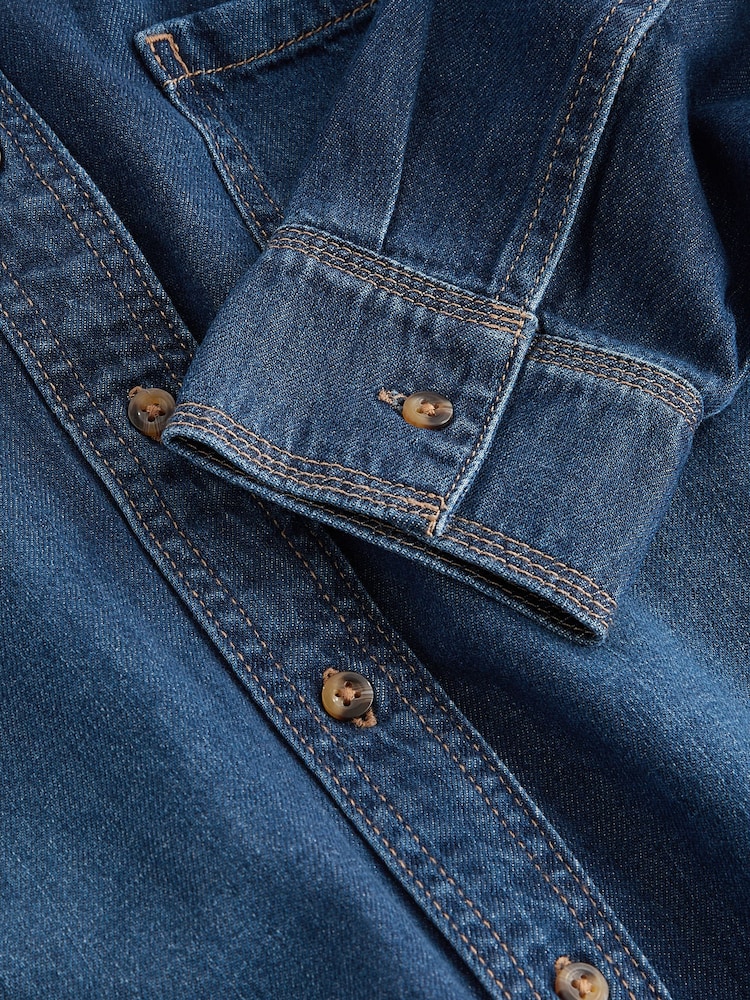 Mid Blue Relaxed Denim Shirt - Image 7 of 7