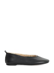 Dune London Black Harliee Shearling Lined Ballet Shoes - Image 1 of 6